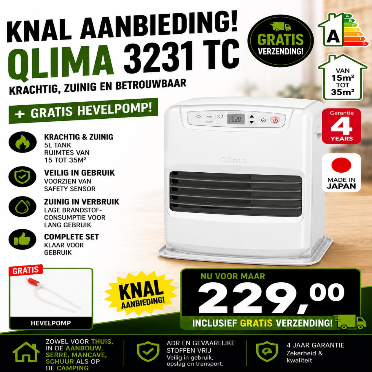 Qlima 3231 TC met gratis hevelpomp aanbieding